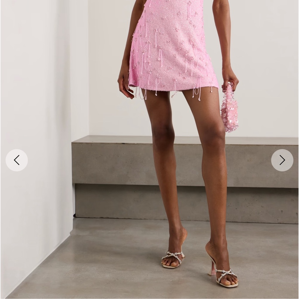 Clio Peppiatt Embellished stretch-mesh mini dress, baby pink - Picture 5 of 11